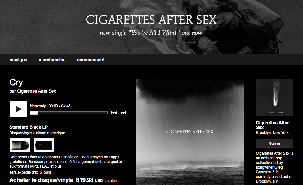 Bandcamp - Cry par Cigarettes After Sex
