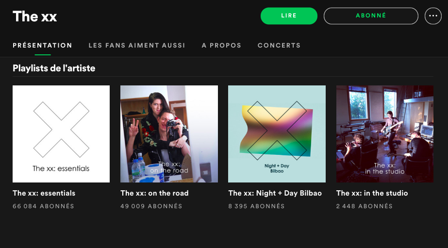 The xx "Artist Playlists" on Spotify