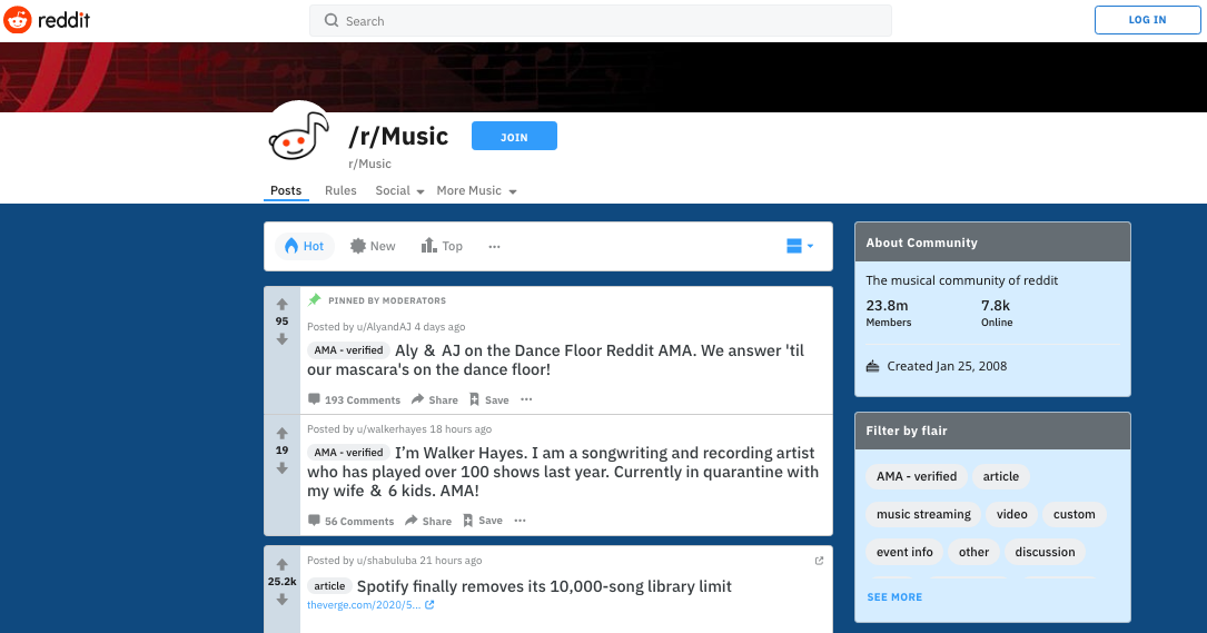 Reddit - Un excellent outil pour faire grossir vos propres playlists Spotify