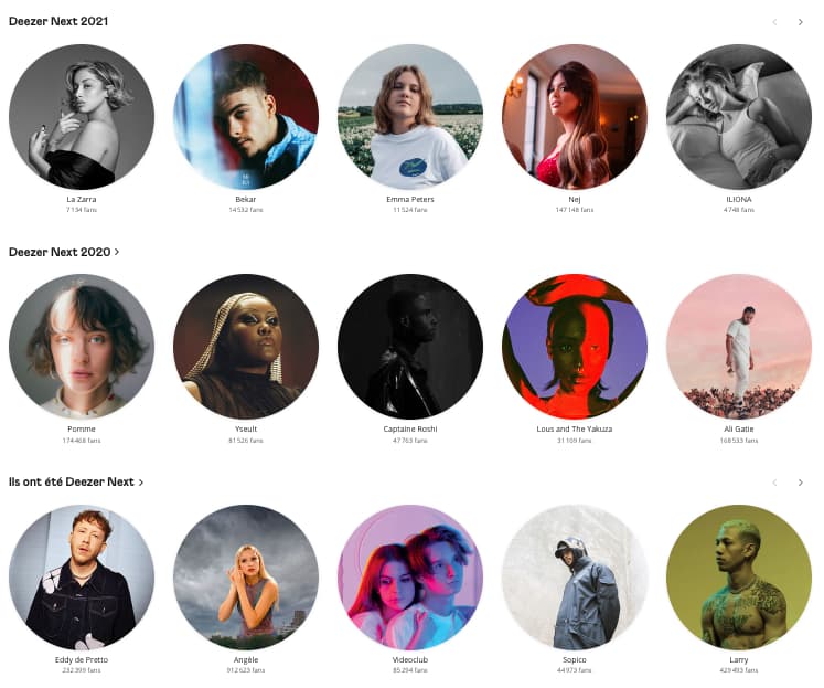 Deezer Next, le programme créé par la plateforme de streaming Deezer, qui vise à accompagner les artistes dans le développement de leurs projets musicaux. C'est un programme international. 
