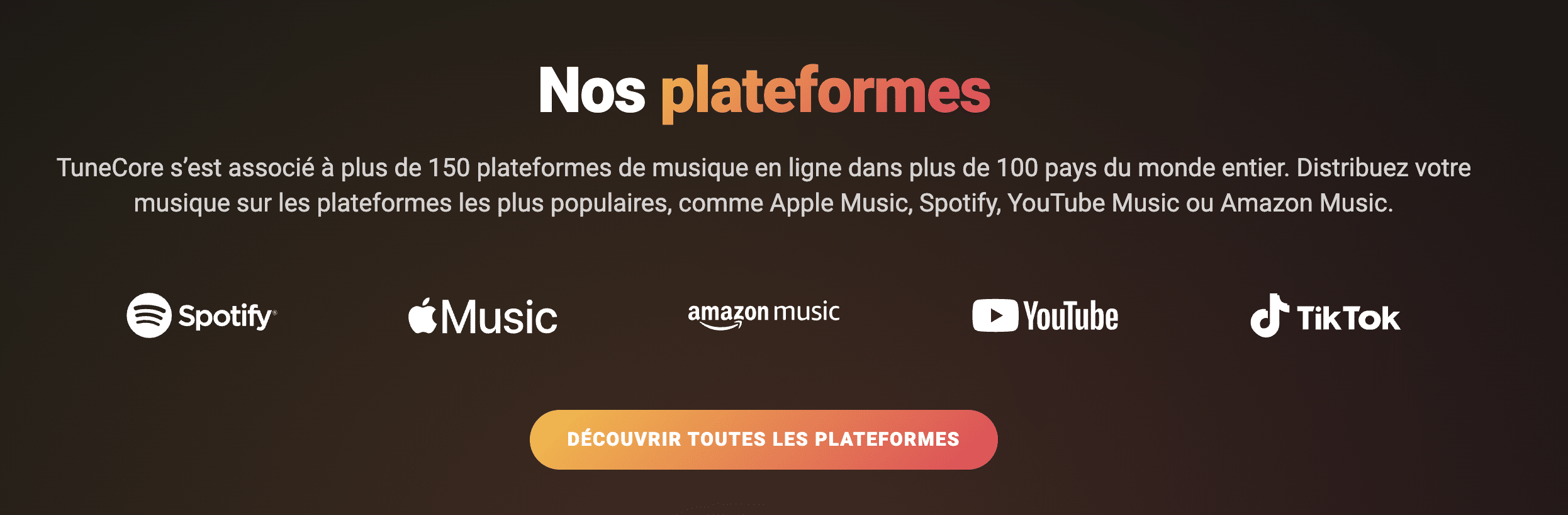 Les plateformes de streaming musical associées à Tunecore
